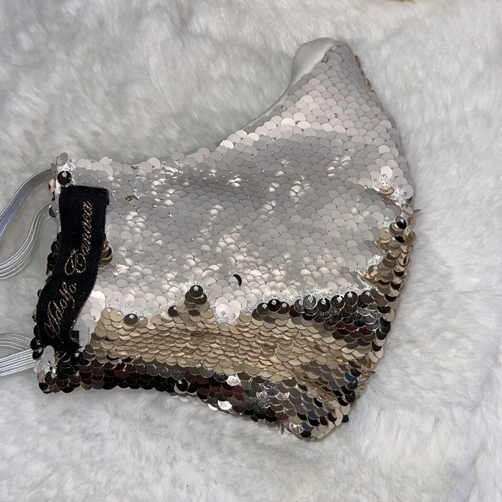 Handmade designer sequins face mask on the inside a picket for filters